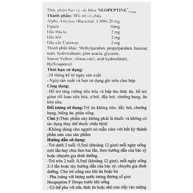 Neopeptine F Drops hỗ trợ tăng cường tiêu hóa chai 15ml - 11